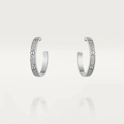 [OAK JURI]LOVE DIAMOND SILVER HOOP EARRINGS