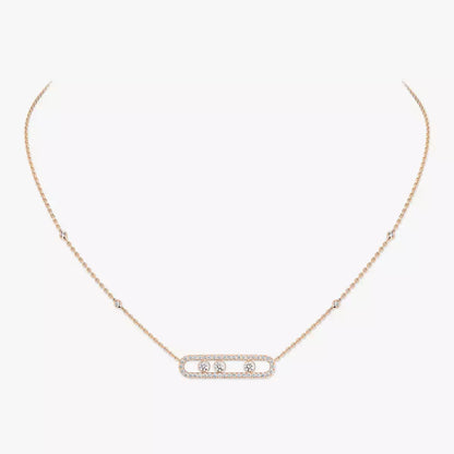 [OAK JURI] Move Pave_ Rose Gold Diamond Necklace