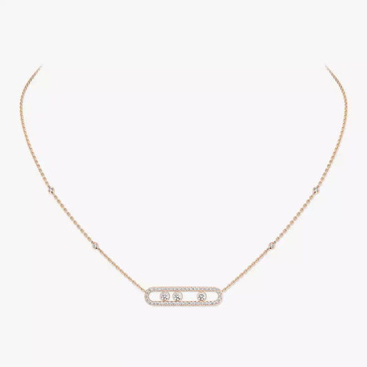 [OAK JURI] Move Pave_ Rose Gold Diamond Necklace
