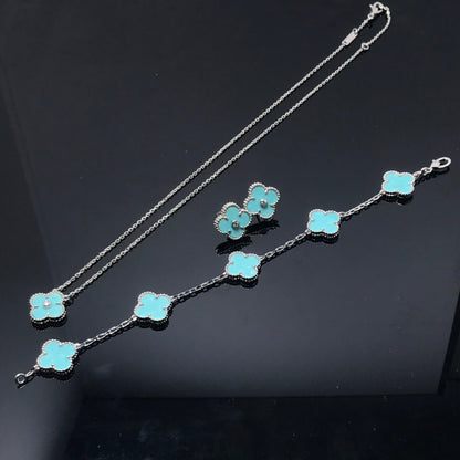 [OAK JURI]CLOVER 1 DIAMOND BLUE SKY SILVER EARRINGS