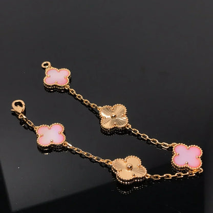[OAK JURI] CLOVER 5 MOTIFS  PINK MOP BRACELET COLLECTION