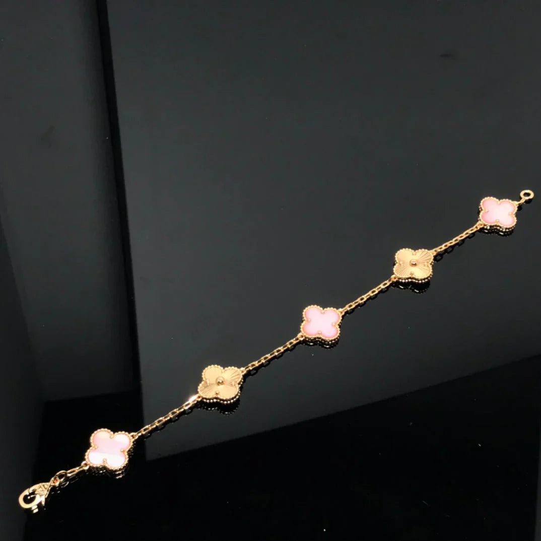[OAK JURI] CLOVER 5 MOTIFS  PINK MOP BRACELET COLLECTION