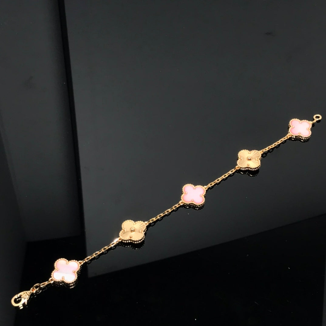 [OAK JURI]CLOVER BRACELET 5 MOTIF PINK AND PINK GOLD