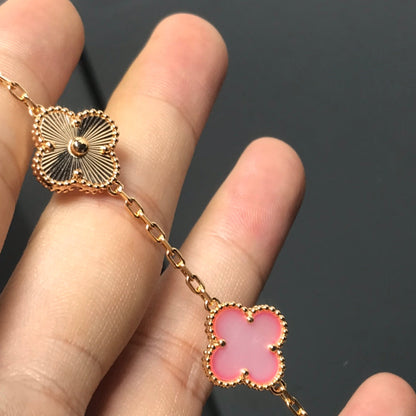 [OAK JURI]CLOVER BRACELET 5 MOTIF PINK AND PINK GOLD