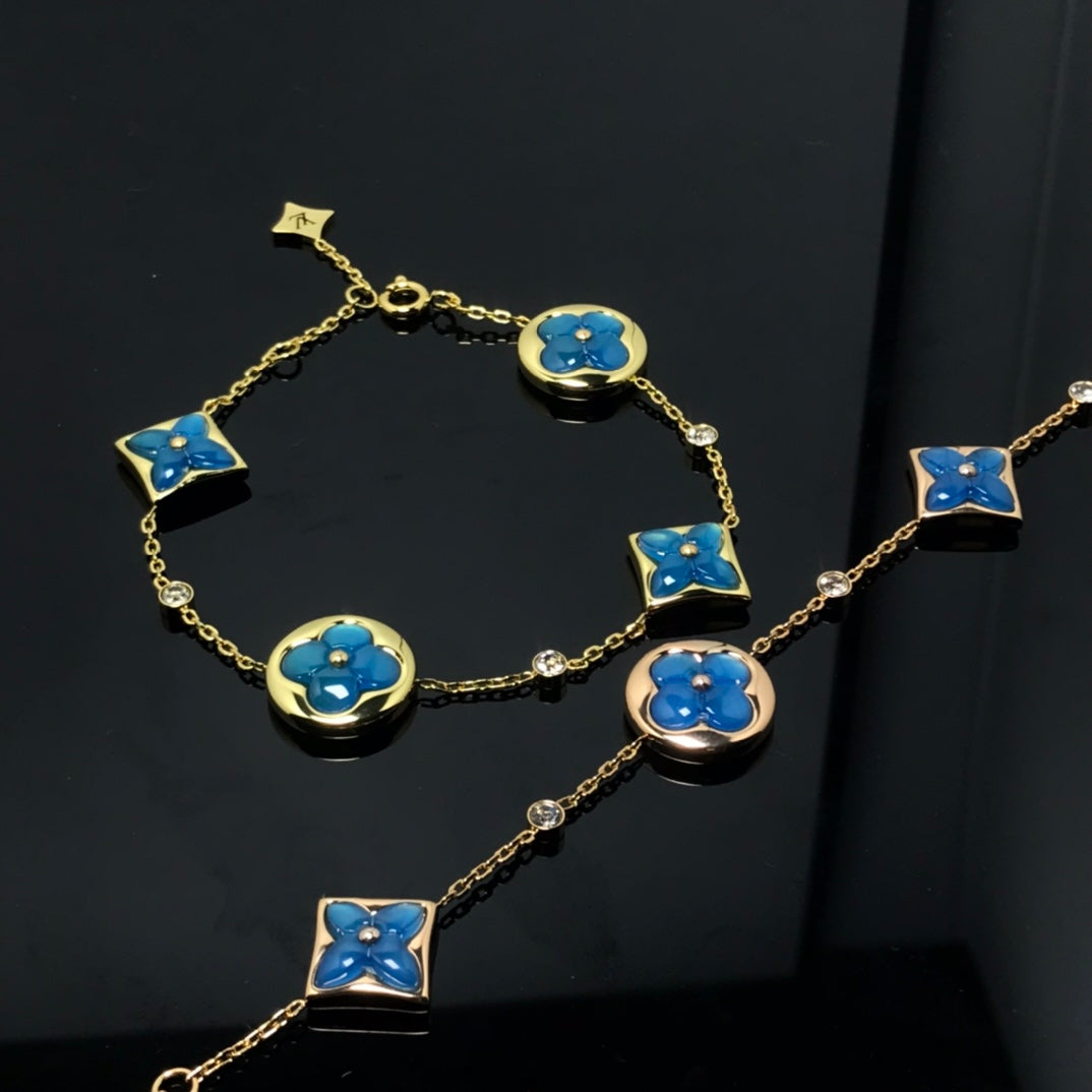 [OAK JURI]STAR AND SUN 4 MOTIF BLUE BRACELET