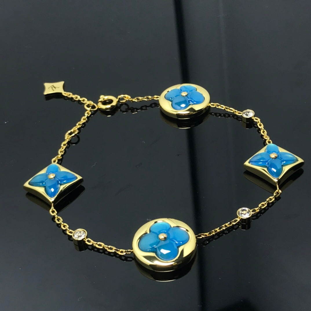 [OAK JURI]STAR AND SUN 4 MOTIF BLUE BRACELET