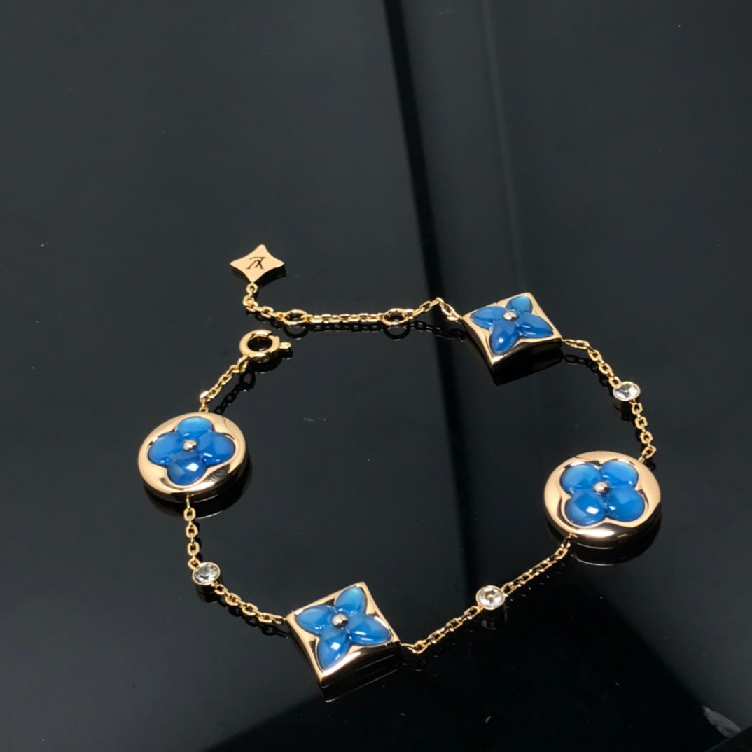 [OAK JURI]STAR AND SUN 4 MOTIF BLUE BRACELET