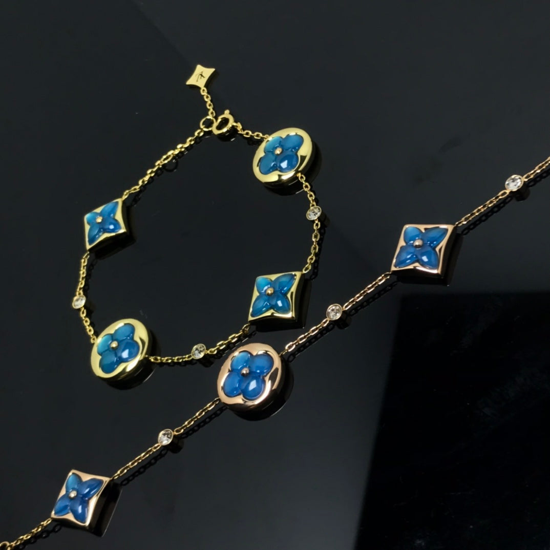 [OAK JURI]STAR AND SUN 4 MOTIF BLUE BRACELET