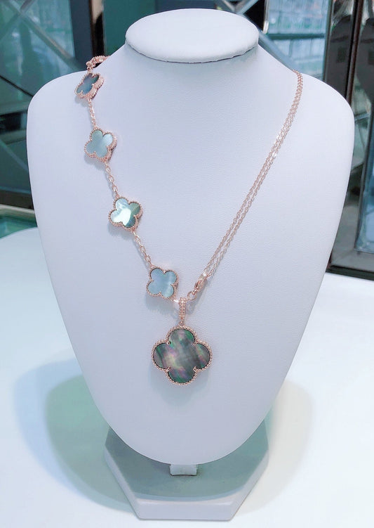 [OAK JURI]COMBINED BRACELET 5 MOTIFS AND NECKLACE DARK MOP ROSE GOLD