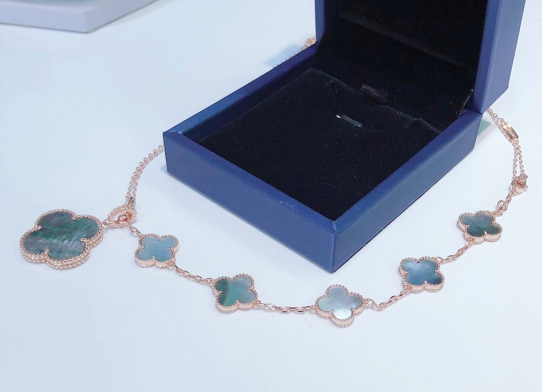 [OAK JURI]COMBINED BRACELET 5 MOTIFS AND NECKLACE DARK MOP ROSE GOLD