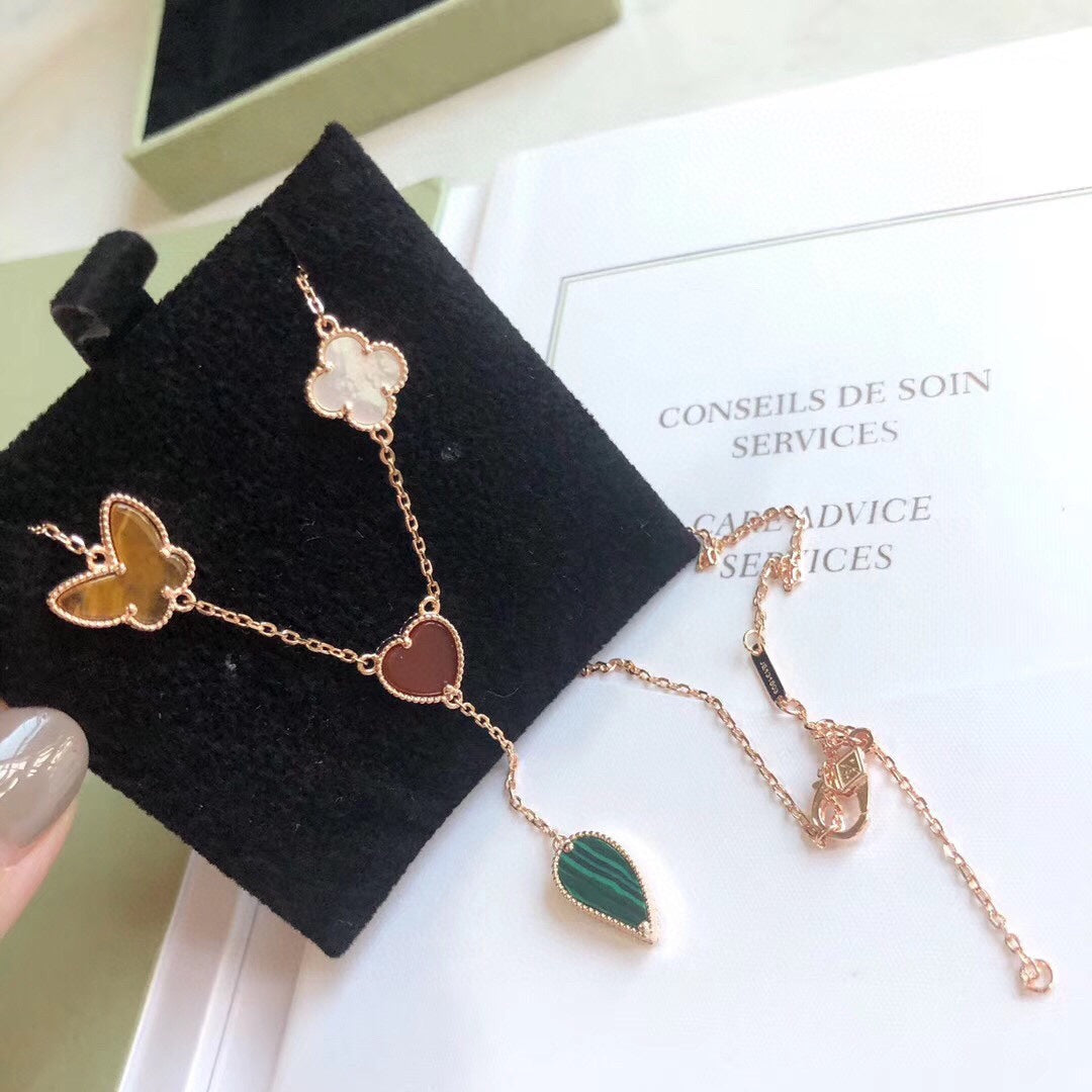 [OAK JURI]LUCKY SPRING 4 MOTIFS ROSE GOLD NECKLACE
