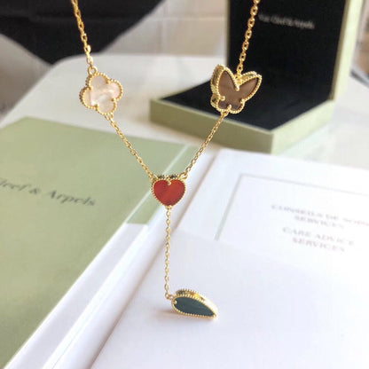 [OAK JURI]LUCKY SPRING 4 MOTIFS ROSE GOLD NECKLACE