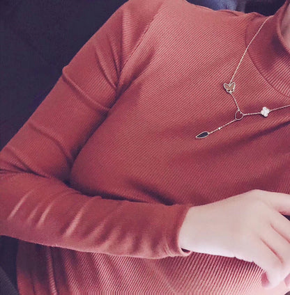 [OAK JURI]LUCKY SPRING 4 MOTIFS ROSE GOLD NECKLACE