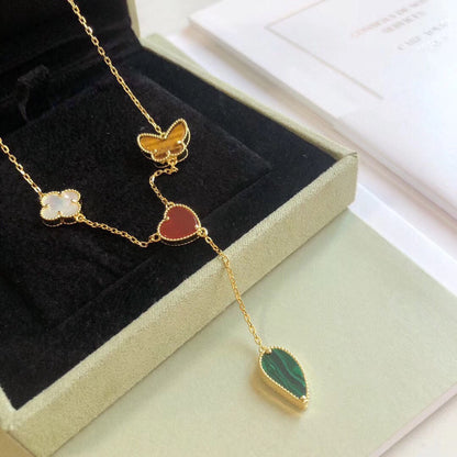 [OAK JURI]LUCKY SPRING 4 MOTIFS ROSE GOLD NECKLACE