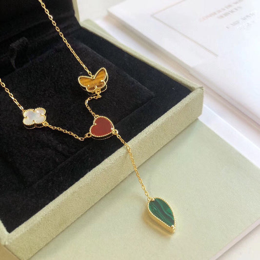 [OAK JURI]LUCKY SPRING 4 MOTIFS ROSE GOLD NECKLACE