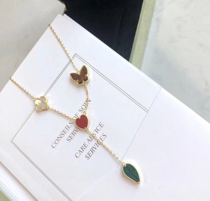 [OAK JURI]LUCKY SPRING 4 MOTIFS ROSE GOLD NECKLACE