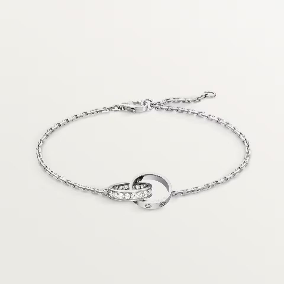 [OAK JURI]LOVE DOUBLE RING HALF DIAMOND BRACELET