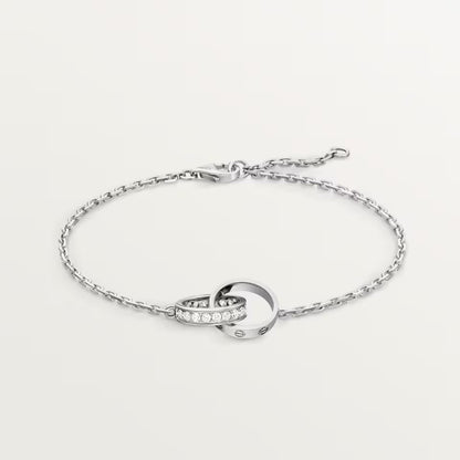 [OAK JURI]LOVE DOUBLE RING HALF DIAMOND BRACELET