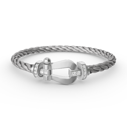 [OAK JURI]FORCE LARGE HORSESHOE HALF DIAMOND BRACELET SILVER