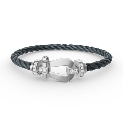 [OAK JURI]FORCE LARGE HORSESHOE HALF DIAMOND BRACELET SILVER