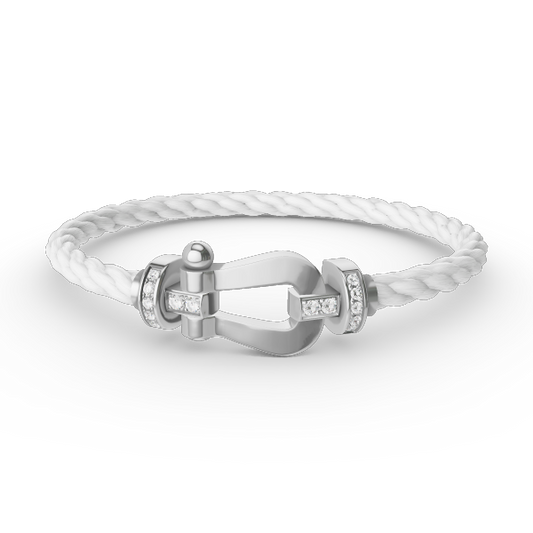 [OAK JURI]FORCE LARGE HORSESHOE HALF DIAMOND BRACELET SILVER