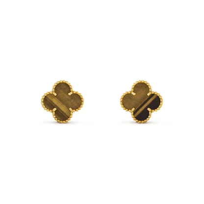 [OAK JURI]CLOVER MEDIUM 1 MOTIFS TIGER EYE EARRINGS