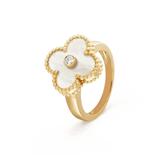 [OAK JURI]CLOVER PINK MOP RING GOLD DIAMOND